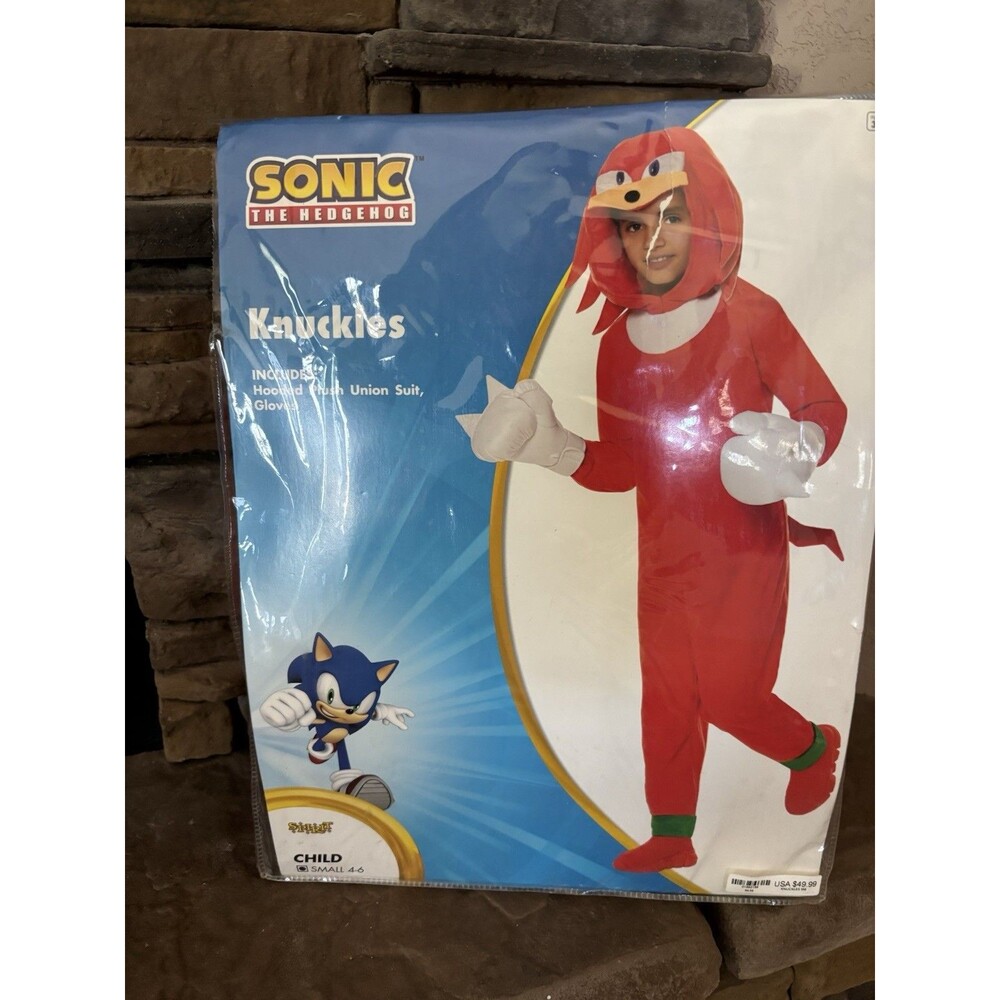 Spirit Halloween Knuckles Sonic the Hedgehog Jumpsuit Costume Child Small 4-6